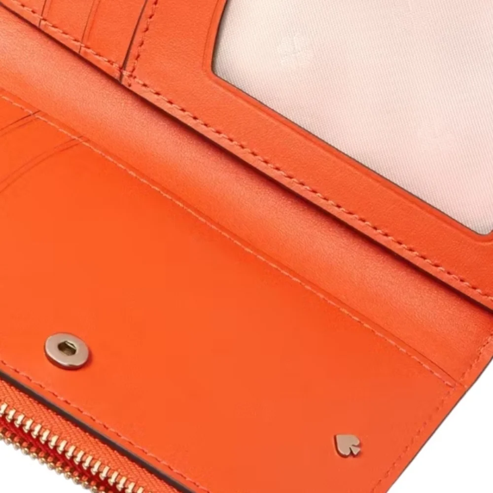 KATE SPADE ♠️ Purple elephant orange Appliqué Tiny Small Slim Bifold Wallet